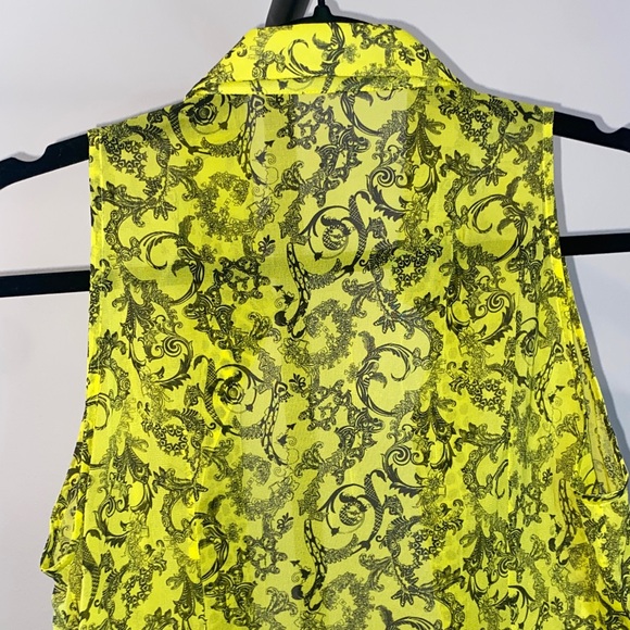 Versace Neon Yellow and Black Patterned Blouse - Picture 16 of 16